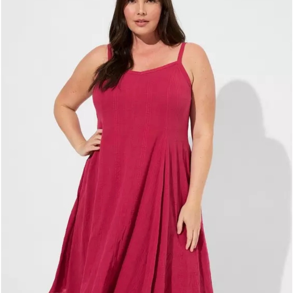 Torrid midi textured cotton trapeze dress